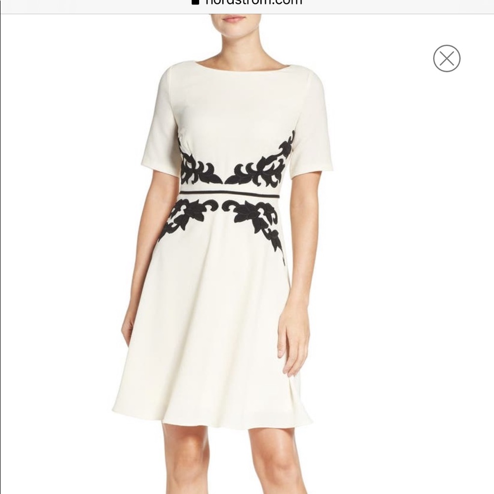 Adrianna Papell appliqué waist crepe fit & flare
